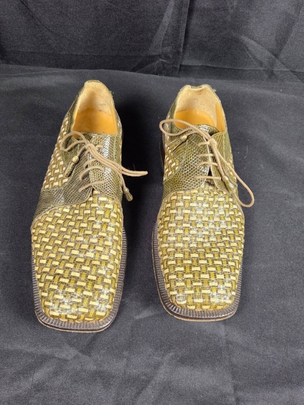 David Eden Green Reptile Basket Weave Size 10